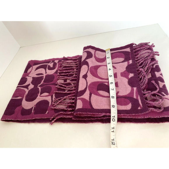 Coach Women' Coach Optic C Scarf Scarves & wraps 100% merion wool purple - Picture 8 of 11